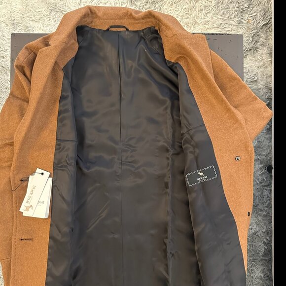 Black Goat Coat with Raglan Sleeve - Picture 3 of 5